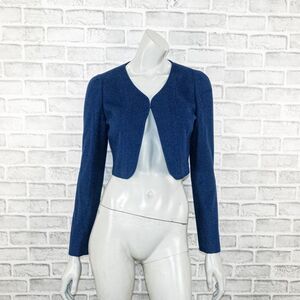 LAN JAENICKE Women's 100% Cashmere Bolero Jacket in Blue Sapphire sz 2 NWT